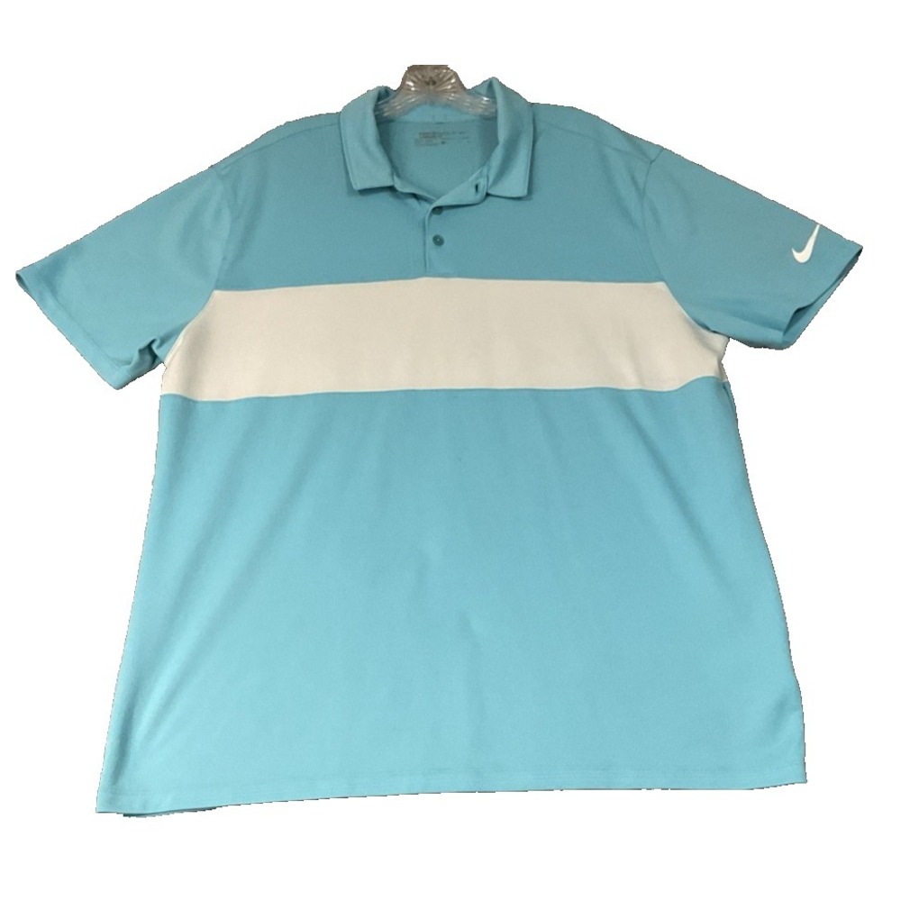 Nike Dri-Fit Short Sleeved Striped Performance Polo Golf‎ Shirt Men's XL